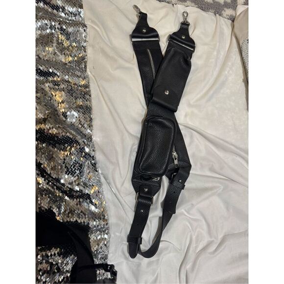 bandolier black /silver all leather billie thick utility crossbody strap OG no c - Picture 5 of 8